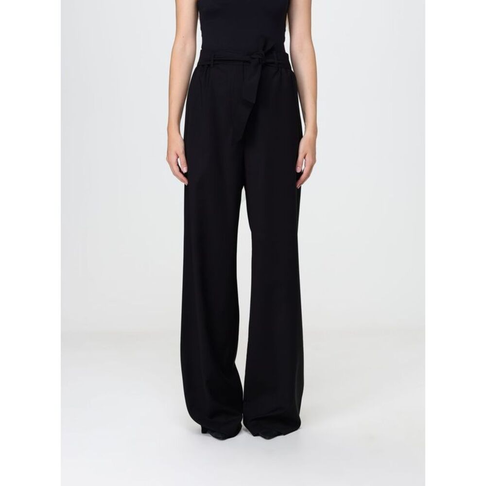 Max Mara Women Max Mara Wide Leg Virgin Wool Trousers With Tie Belt At The Waist